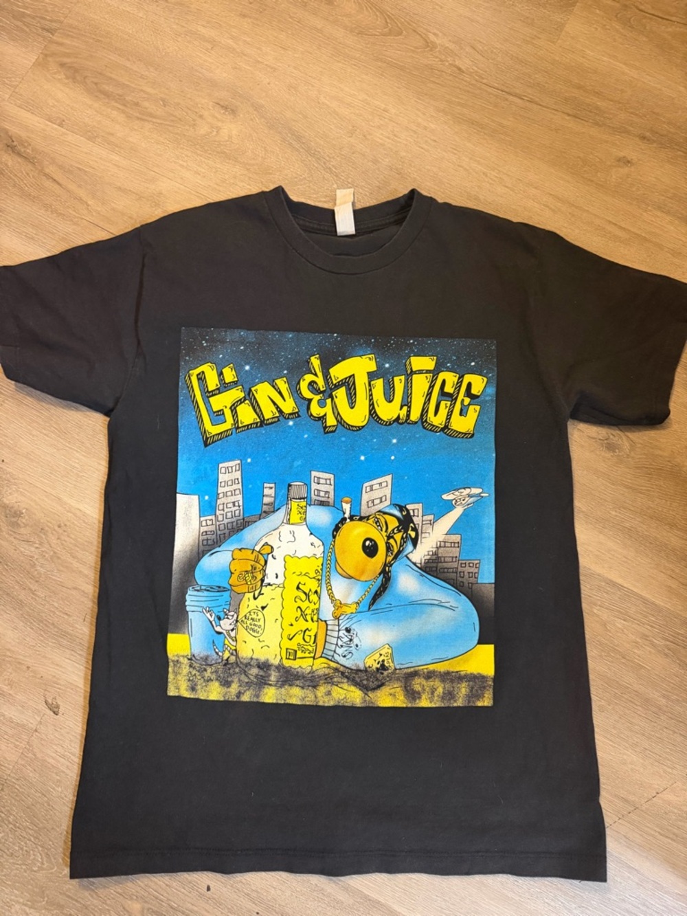 Gin & Juice Graphic Tee Size M Black Streetwear Retro Shirt